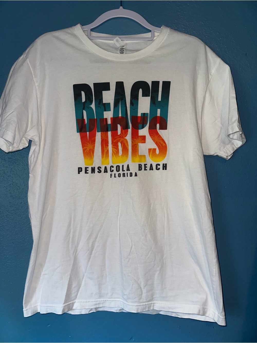 Bella Canvas White 'Beach Vibes' Pensacola Beach Graphic Tee